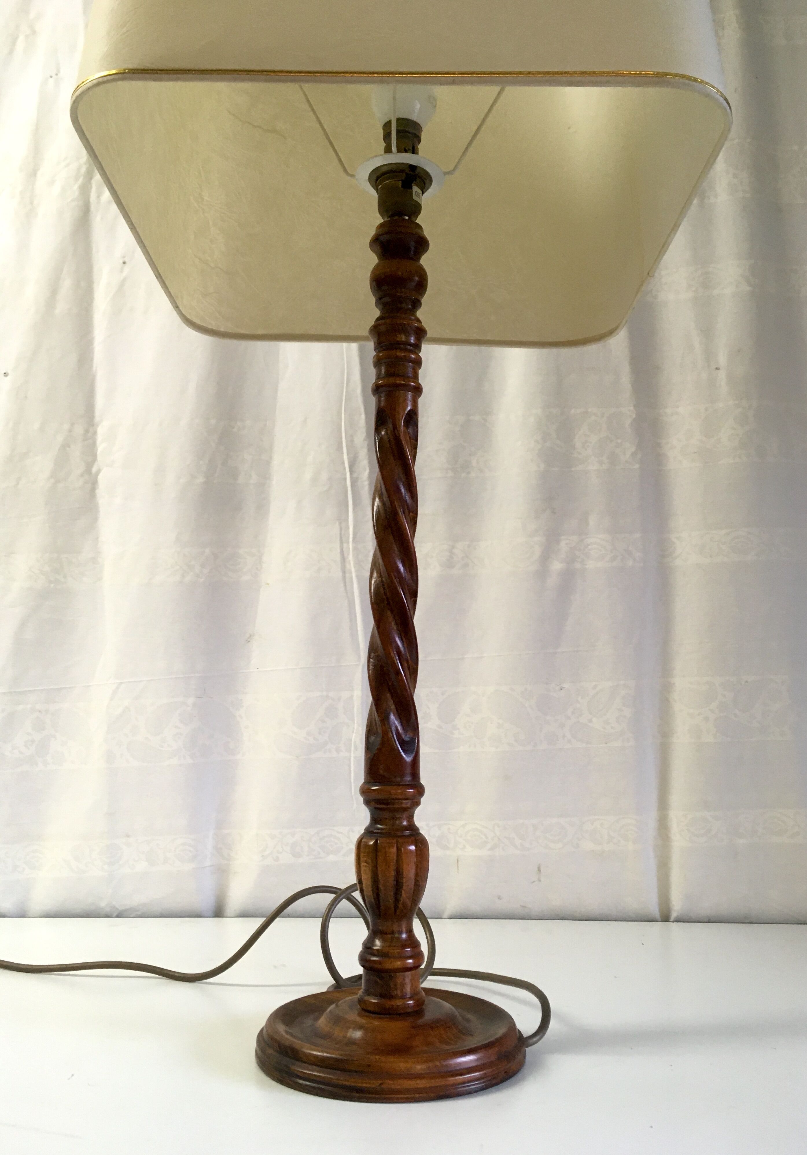 Solid wood-laying lamp turned - 60s