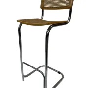 Vintage bar stool 80's Design Cesca style chrome and webbing
