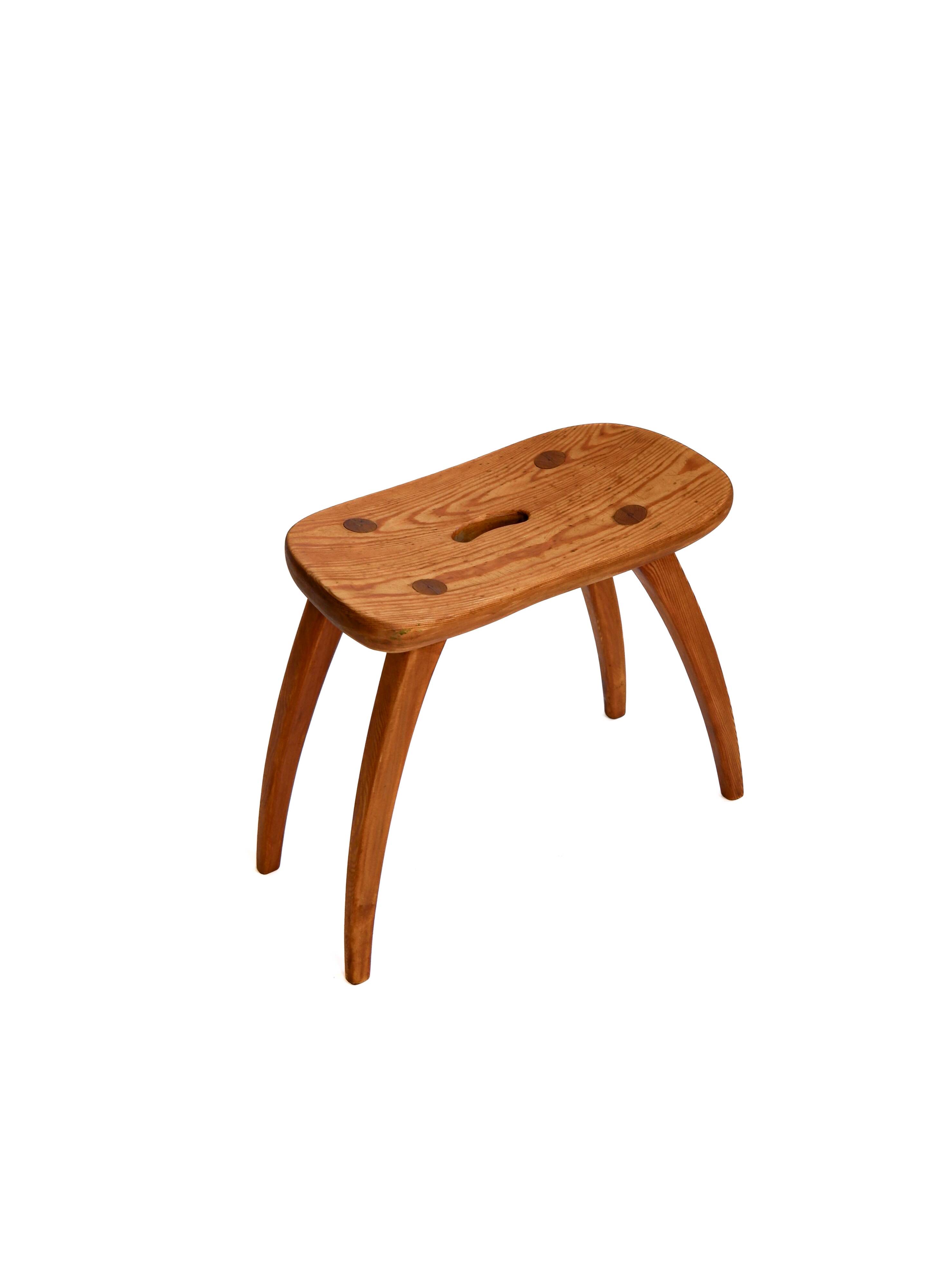 Torsten Claesson stool, pine, suede 1950.