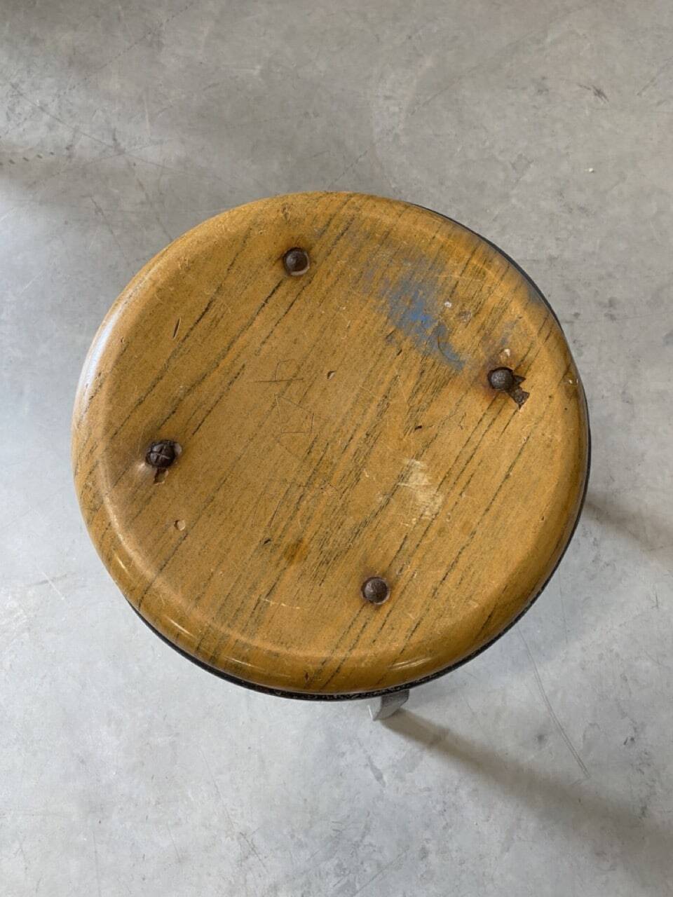 Vintage industrial stool in wood and metal