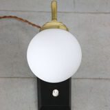 Mid-century Table Lamp in Brass & Opaline