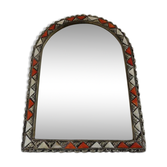 Miroir ethnique oriental avec incrustations années 60 36x50cm