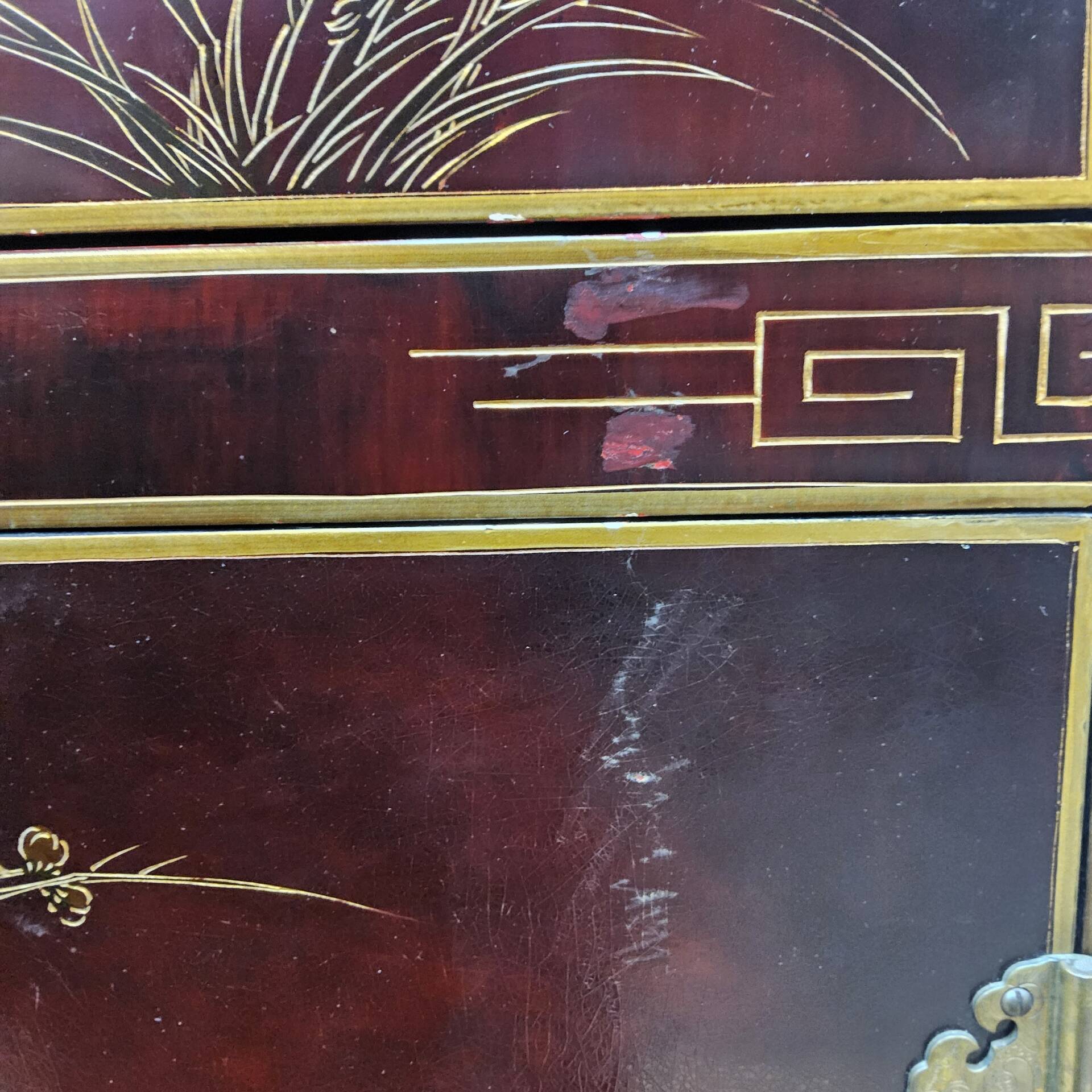 Vintage Chinese record player cabinet / Asian vinyl cabinet