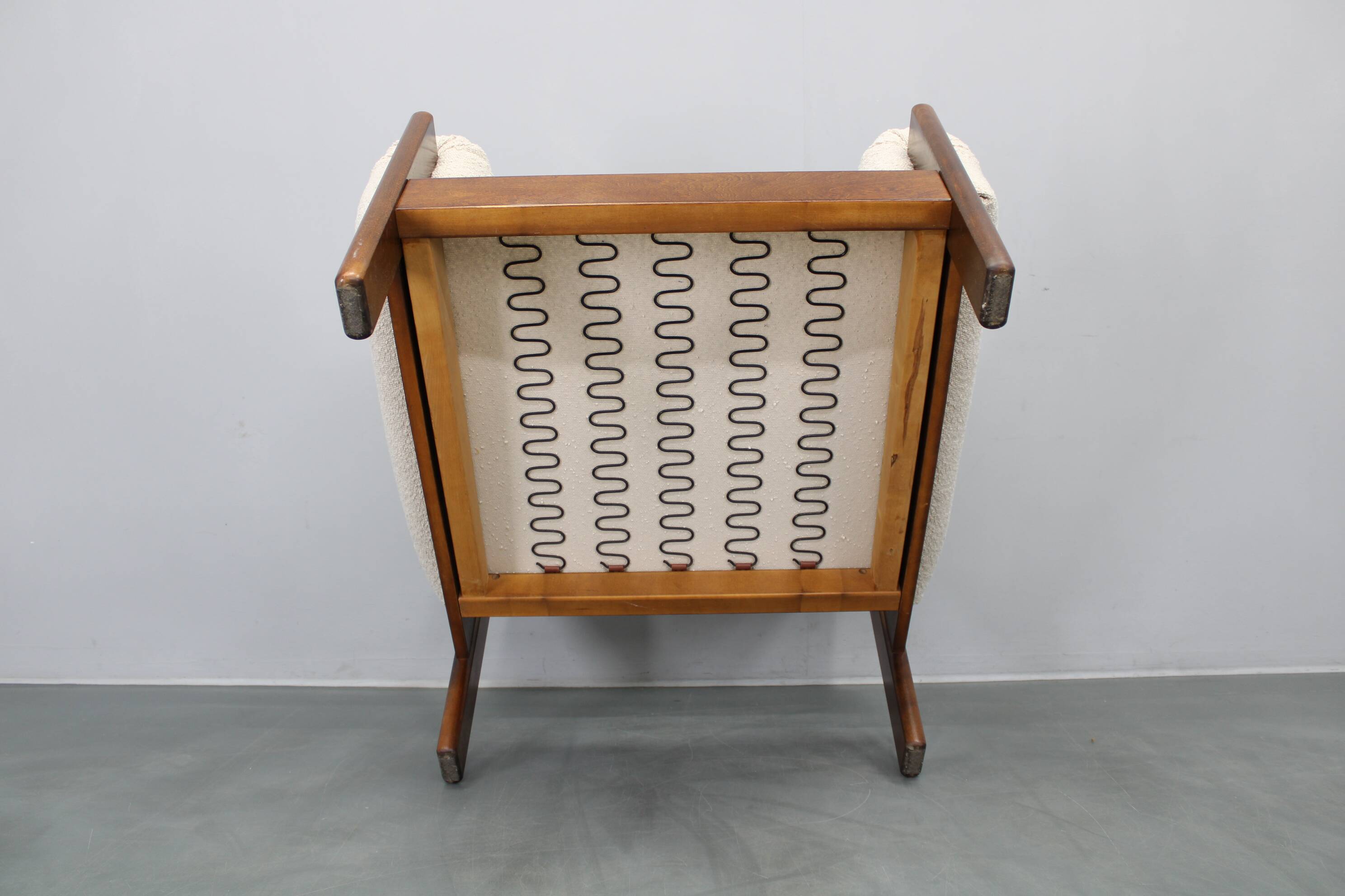 Mid-century restored bouclé armchair, Czechoslovakia 1970s