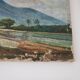 Large old painting landscape painting of rice fields and mounting