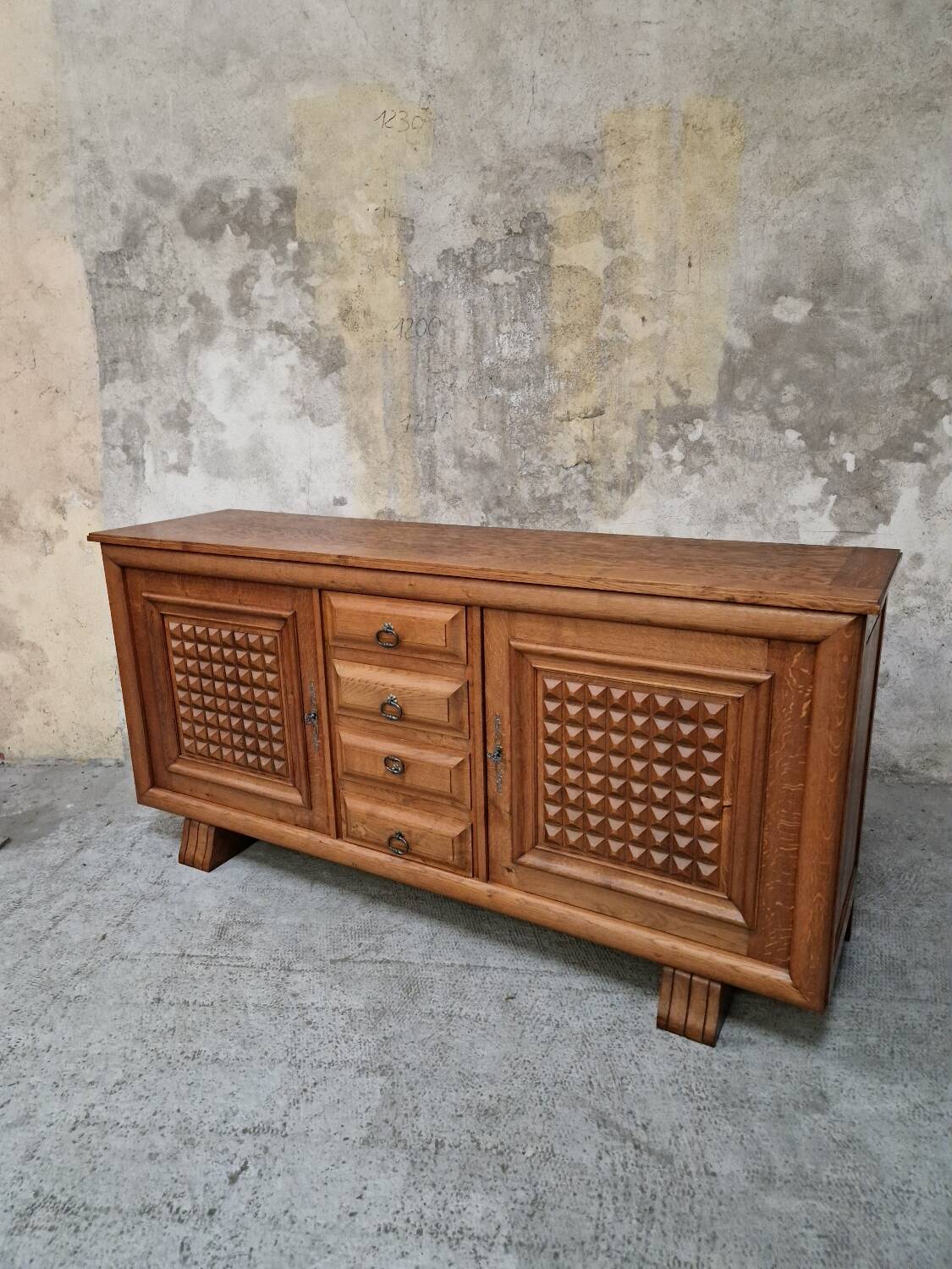 French Brutalist Art Deco Sideboard