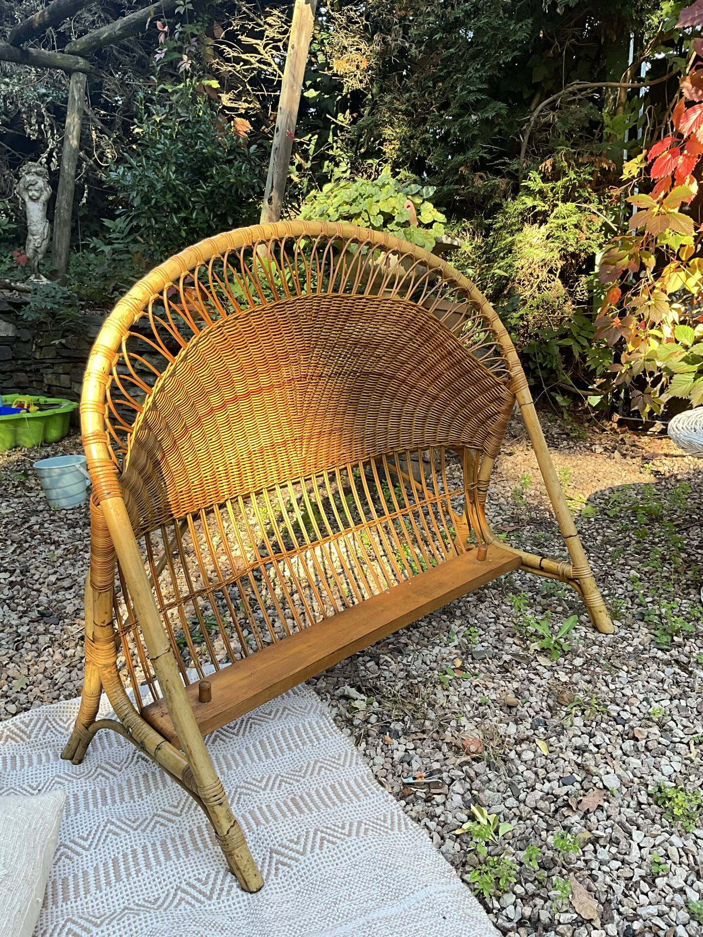 Vintage seventies rattan children's basket.