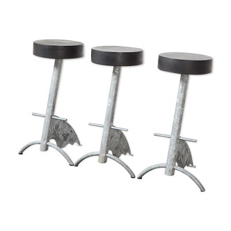 Set of 3 'platform' bar stoold by maurizio peregalli for zeus noto italy 1980s