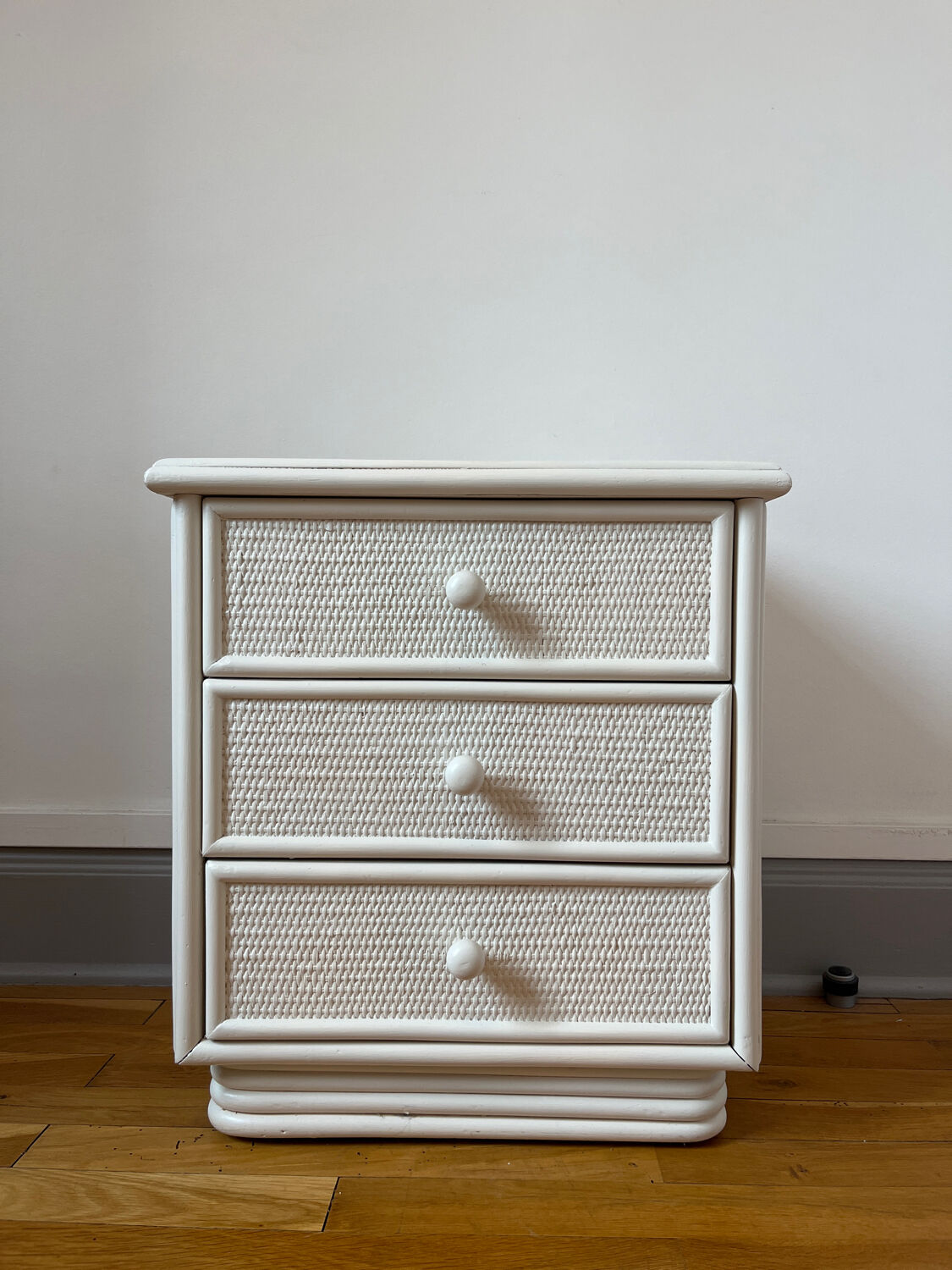 Vintage Rattan bedside table 3 drawers