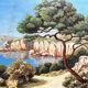 Méditerranean landscape, Louis Hardy, oil on panel. 20th century.