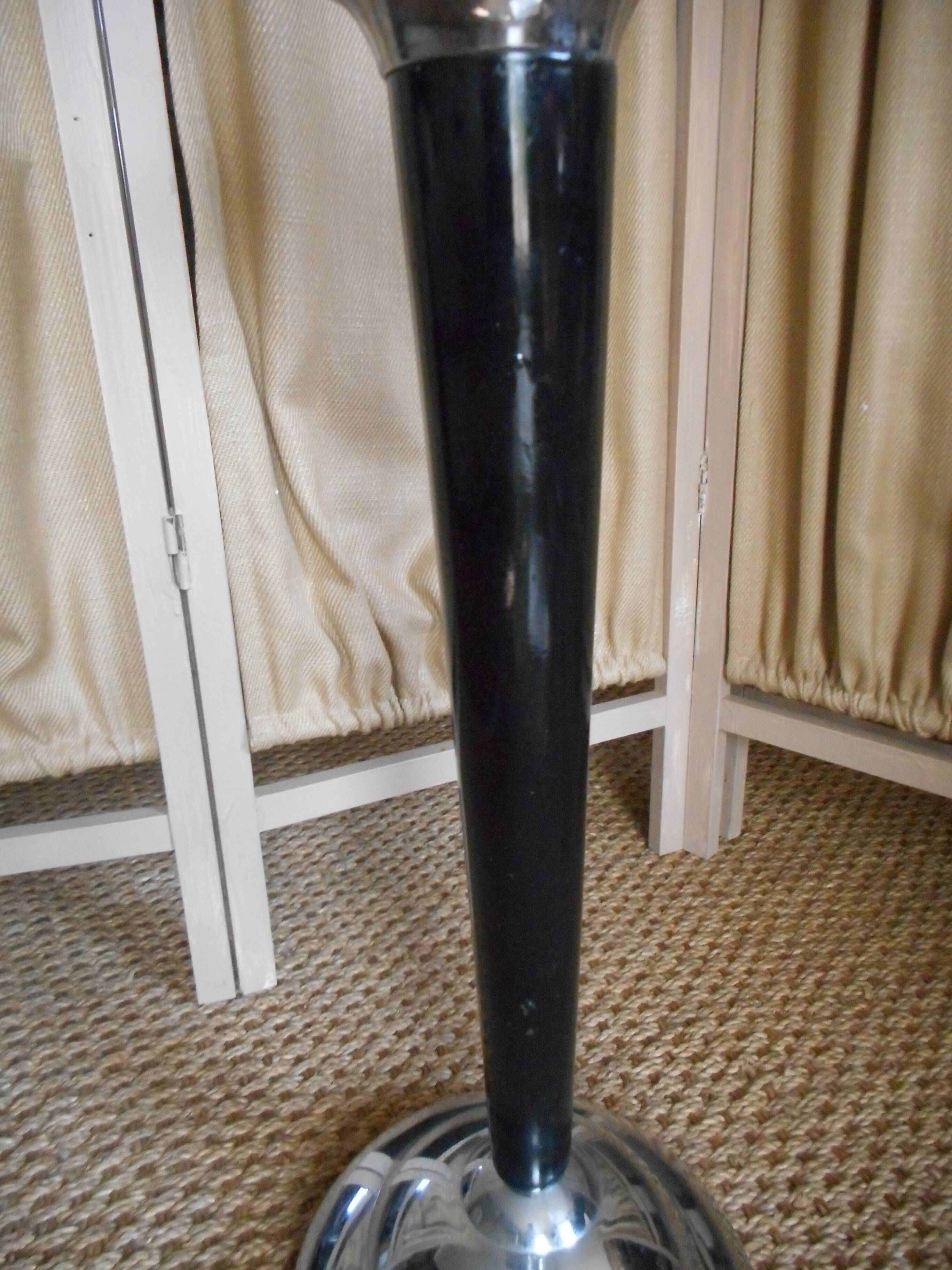 art deco chrome and black wood ashtray