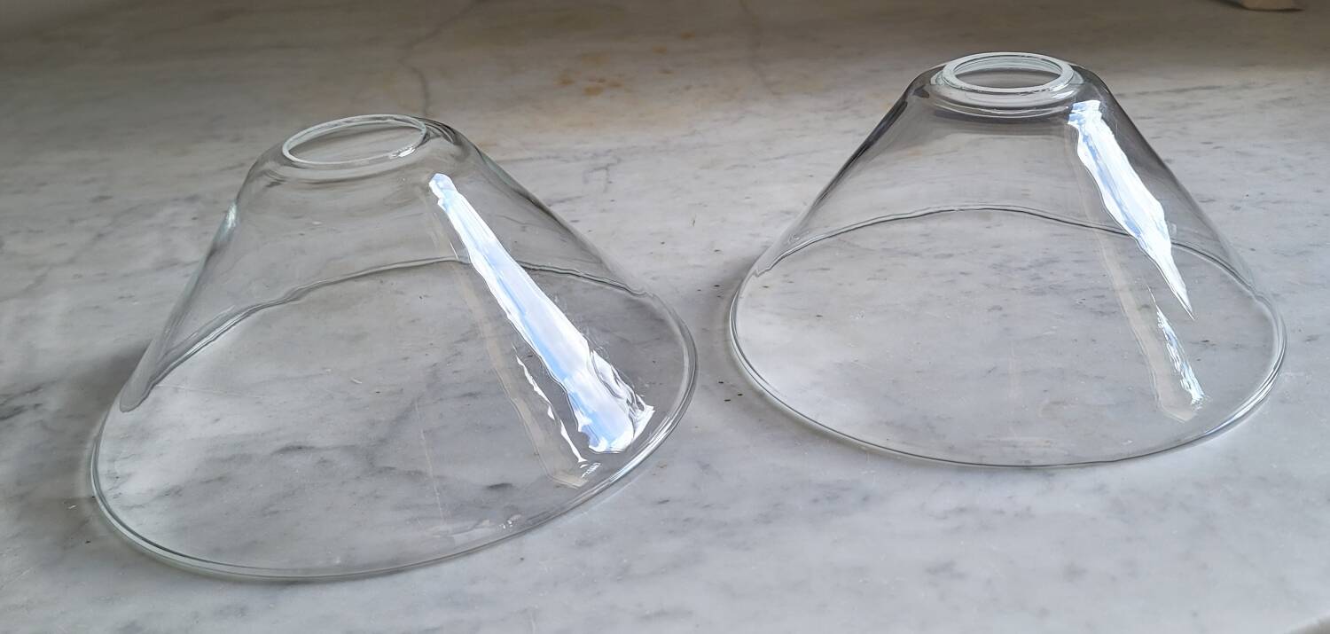 2 glass lampshades
