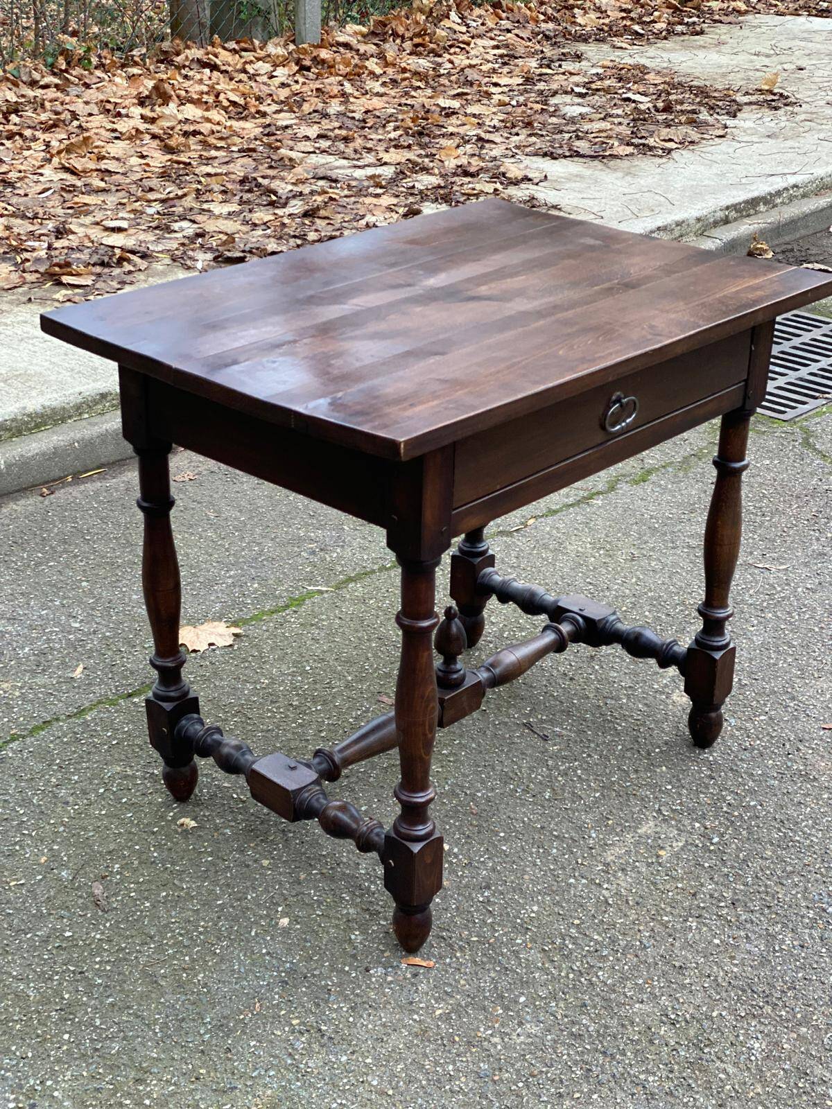 Louis XIV style writing desk in dark solid wood from the 19th century
