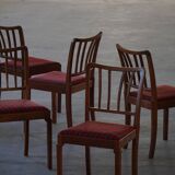 Set of 6 modern classic Danish dining chairs, oak with upholstered seats, 1950s.