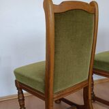 Set of 6 Louis XIII chairs in Oak and Moss Green Velvet - Vintage 1970