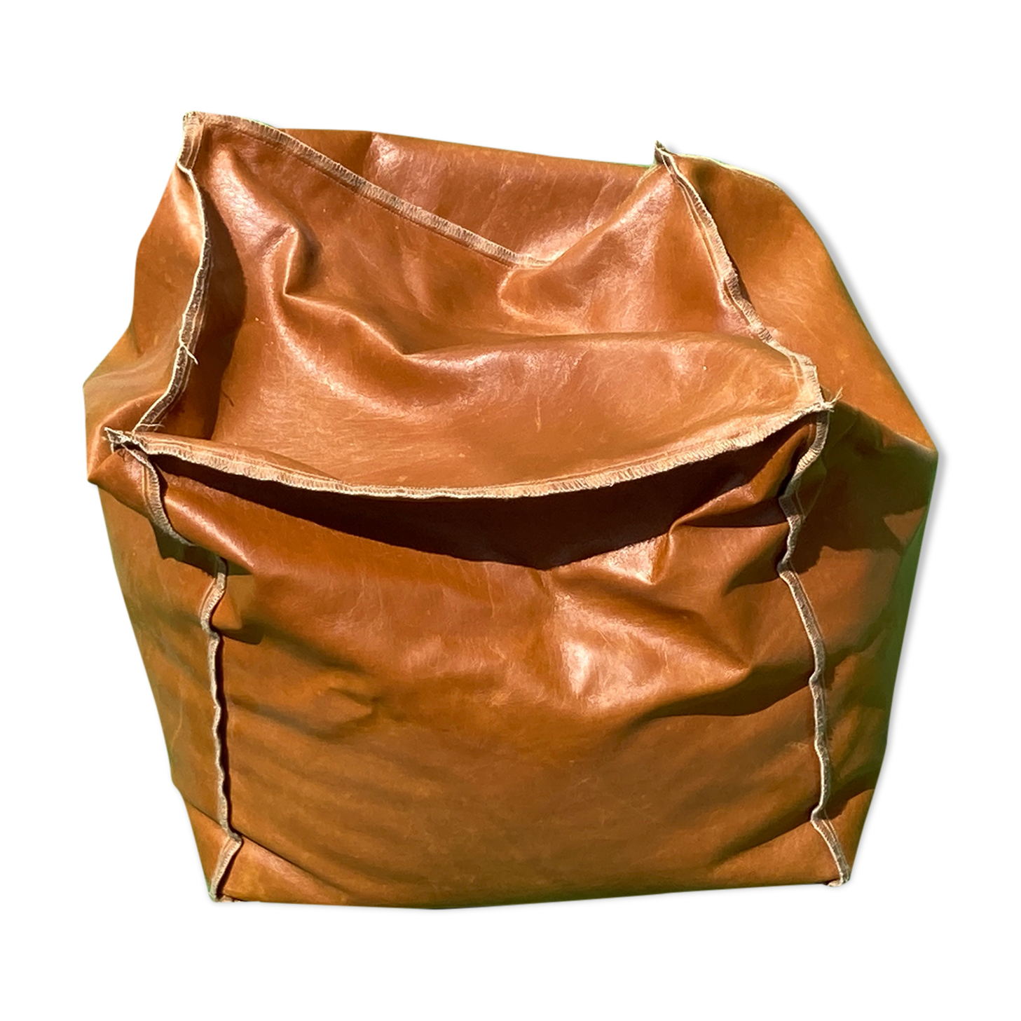 Midcentury Dutch leather pouf or stool or ottoman