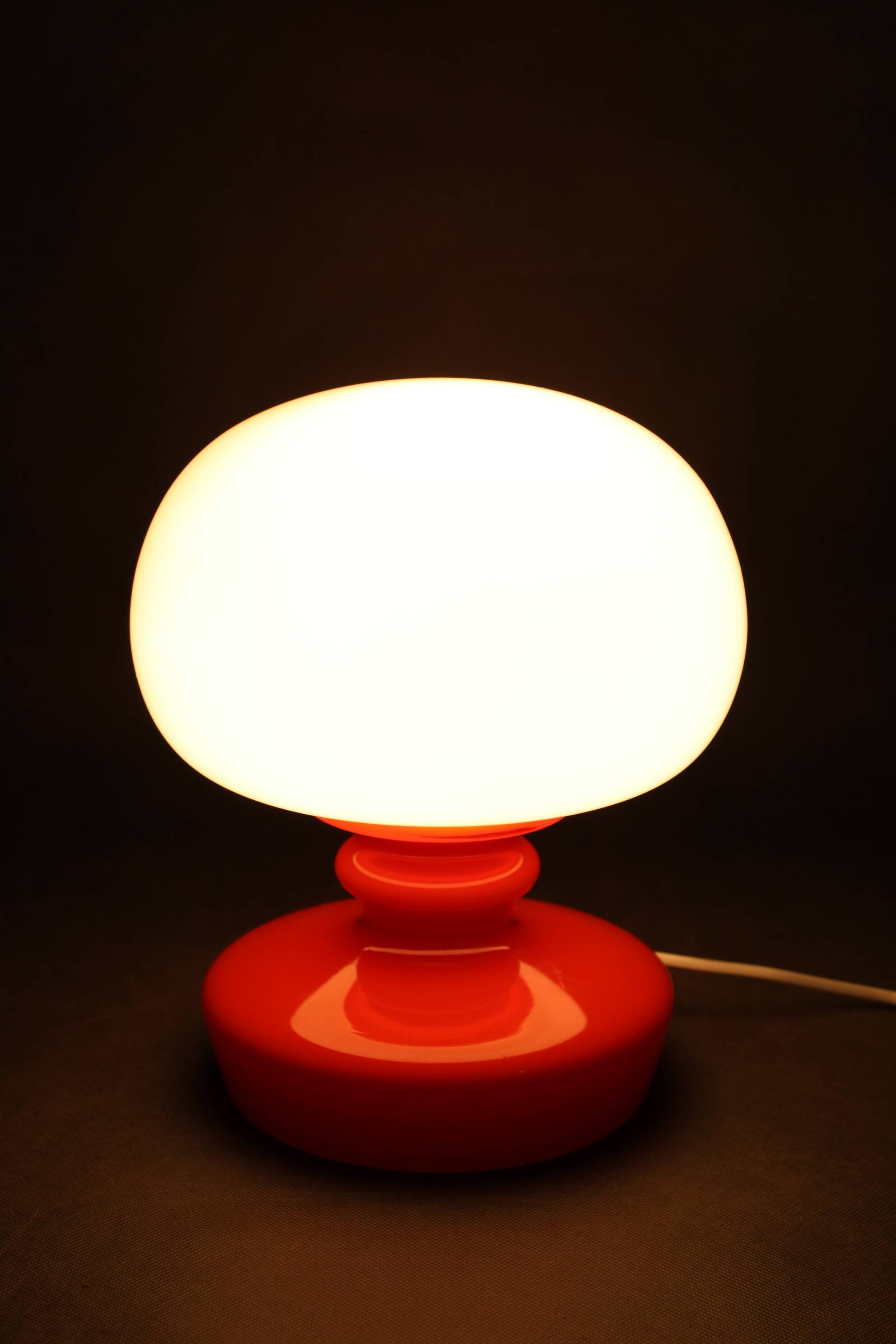1970s Stepan Tabery Opaline Glass Mushroom Table Lamp, Czechoslovakia