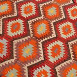 6x10 Soft Red and Orange Turkish Kilim Rug