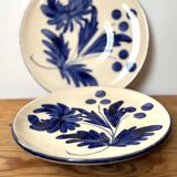 duo d'assiettes  à dessert en porcelaine décor floral peint à la main