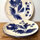 duo of porcelain dessert plates with hand-painted floral decoration