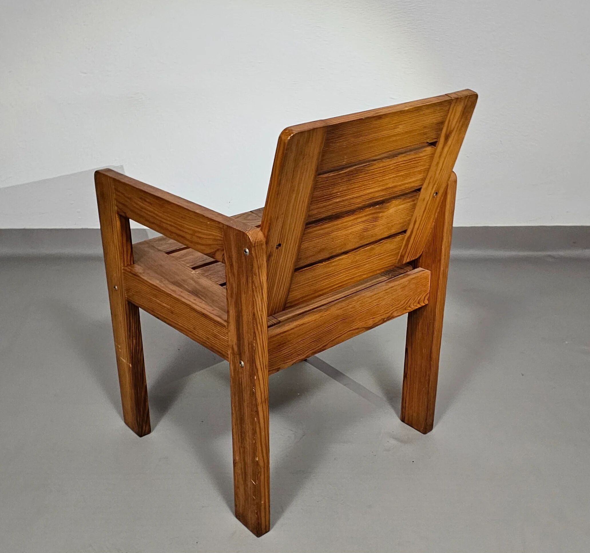 Pine wood chair 1970s with foldable seat