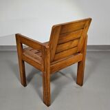 Pine wood chair 1970s with foldable seat
