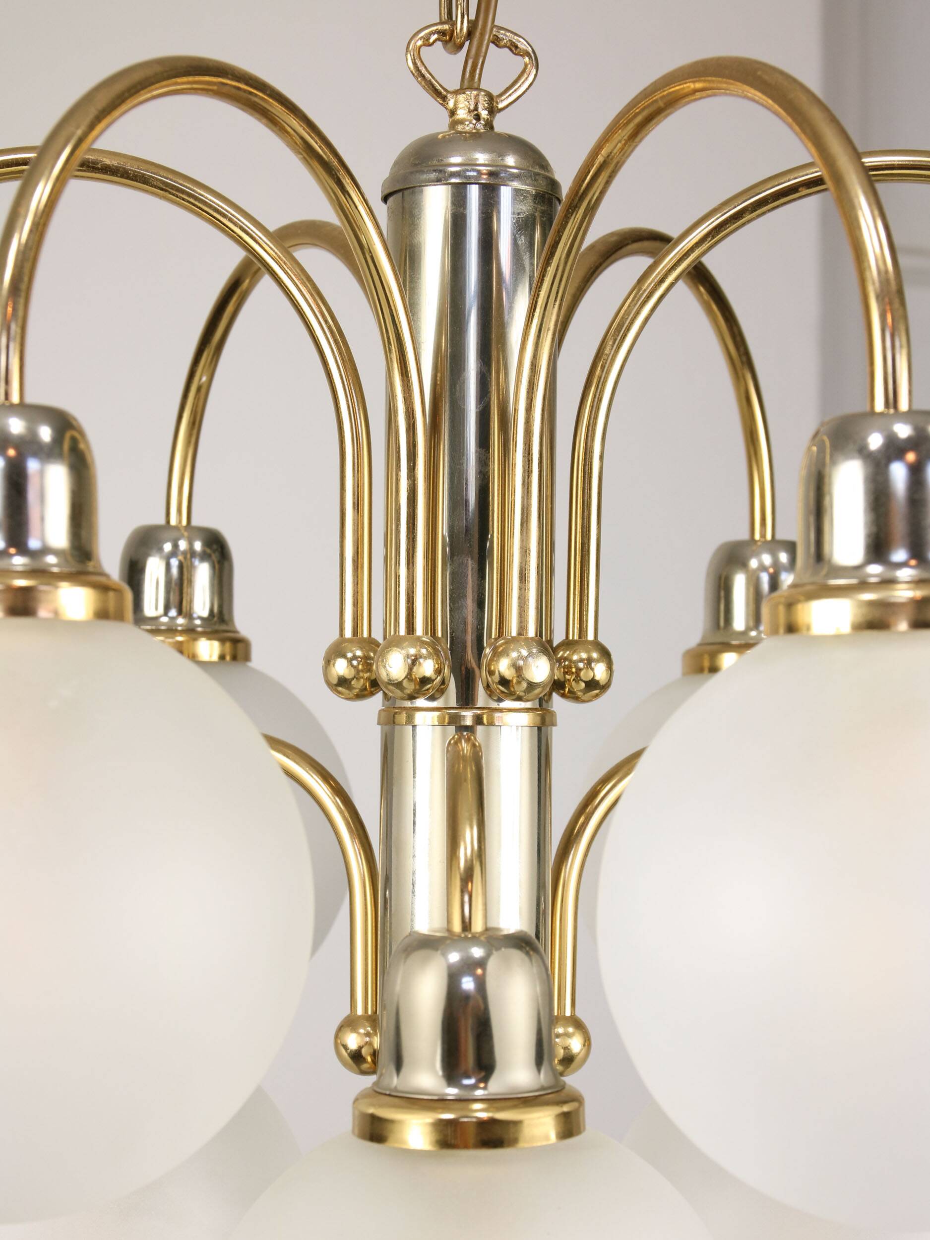 Vintage Orion Brass Ball Chandelier: Mid-Century Modern Sputnik Lighting