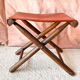 Vintage folding stool Leather & Wood Curule style