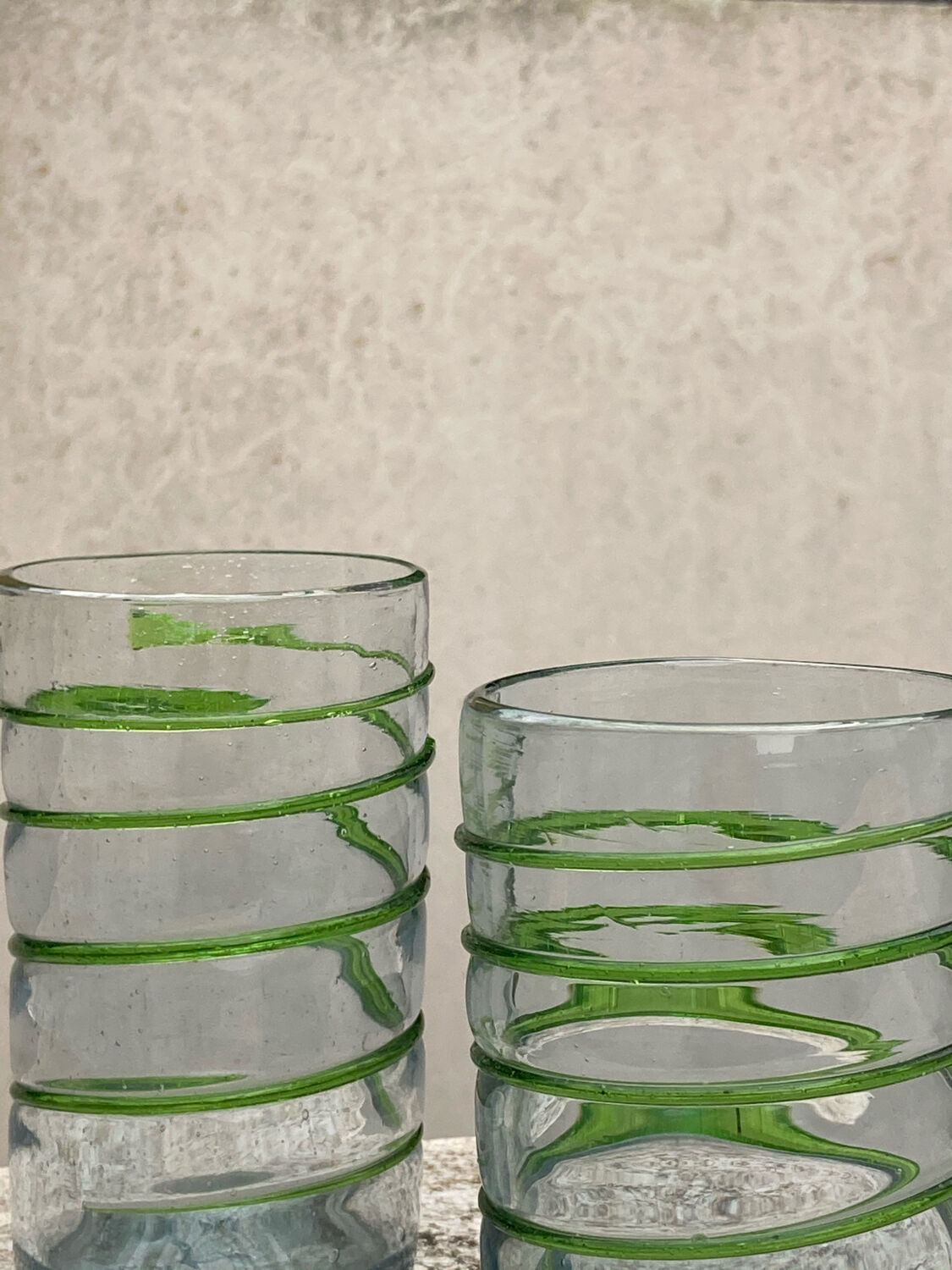 Set of 3 blown glasses