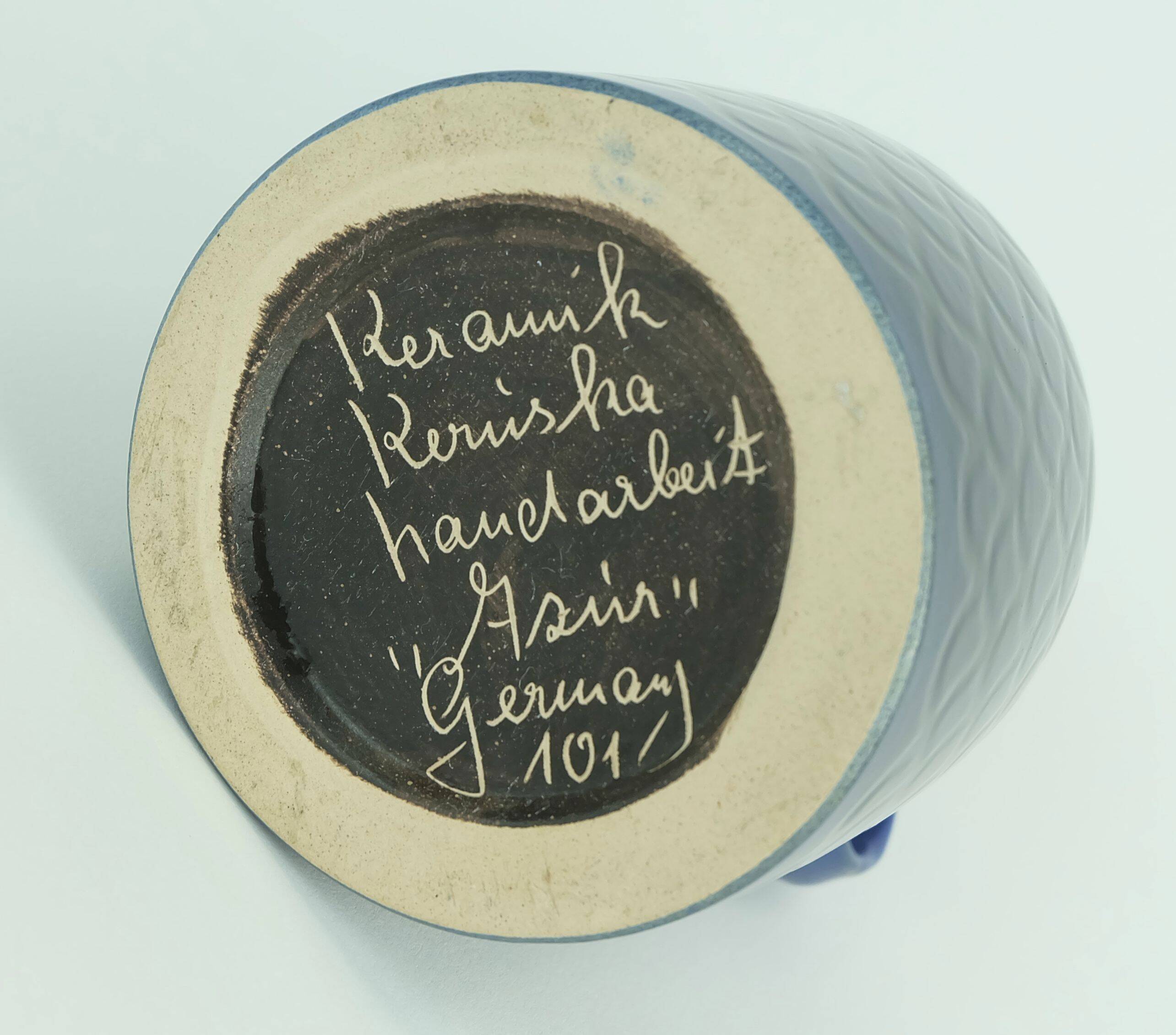 1970s ceramic vase keruska "azur" decor model 101 handmade germany