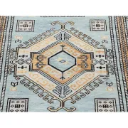 Decorative Wool Area Rug with Geometric Medallion Design. Hand-knotted Oushak Carpet