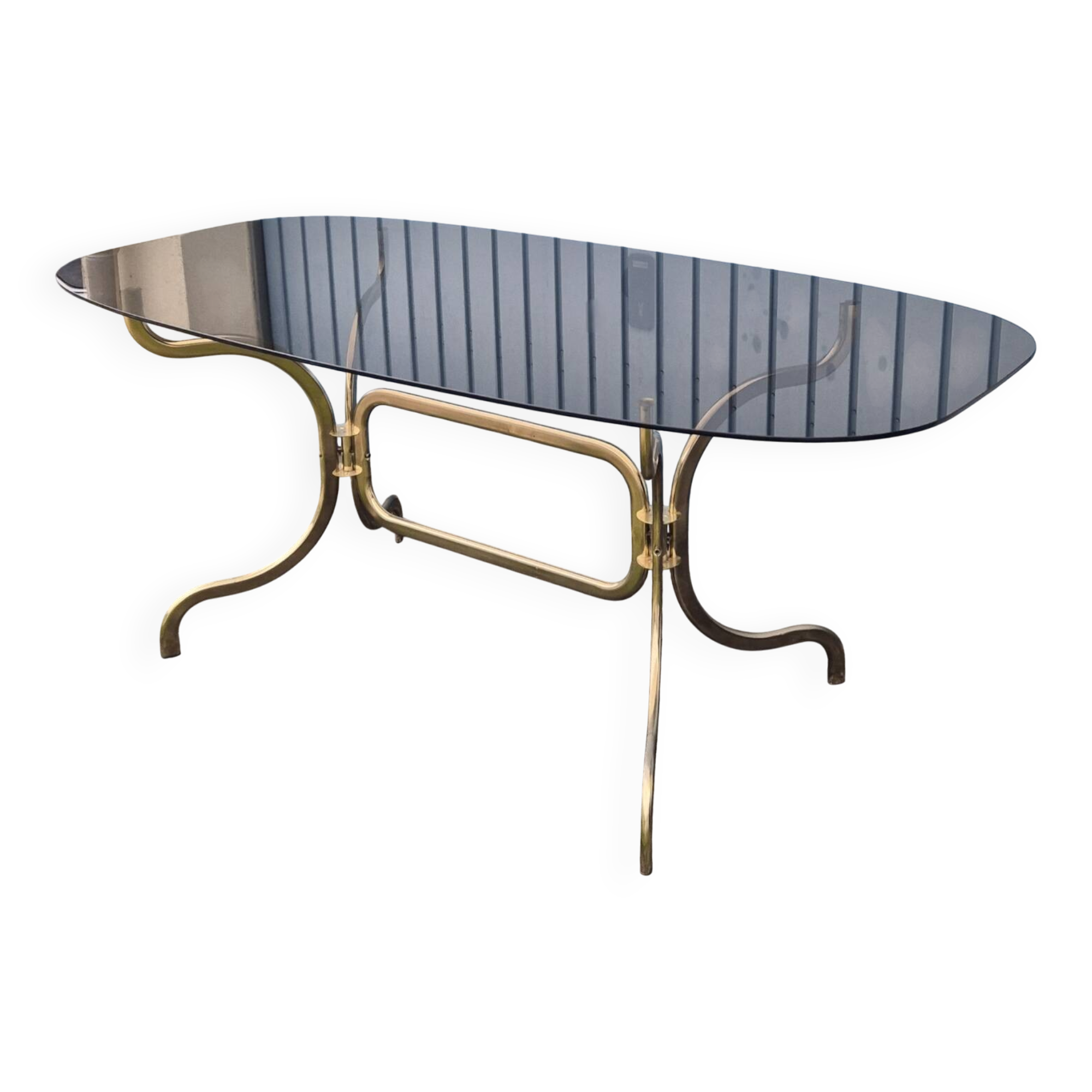 Smoked glass oval table 1970s