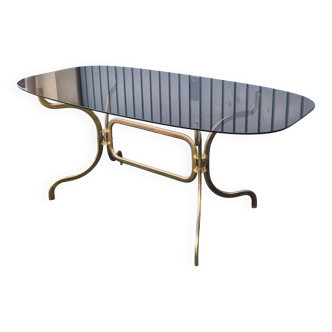 Smoked glass oval table 1970s