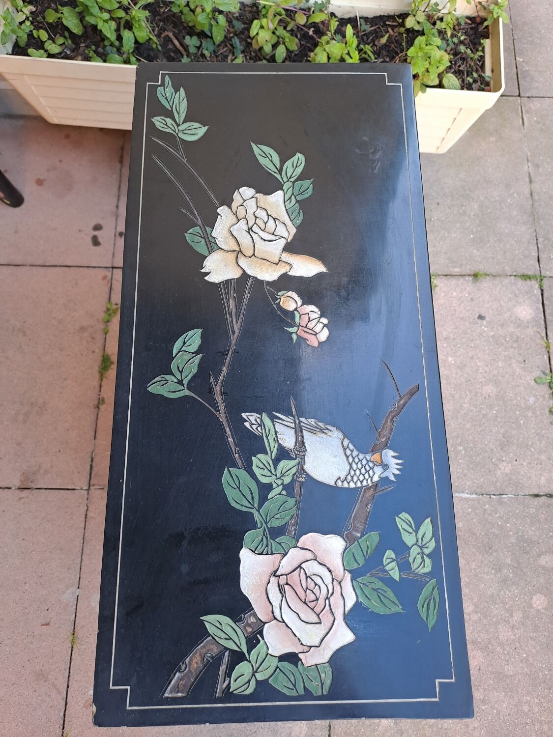 Black chinoiserie lacquer cabinet