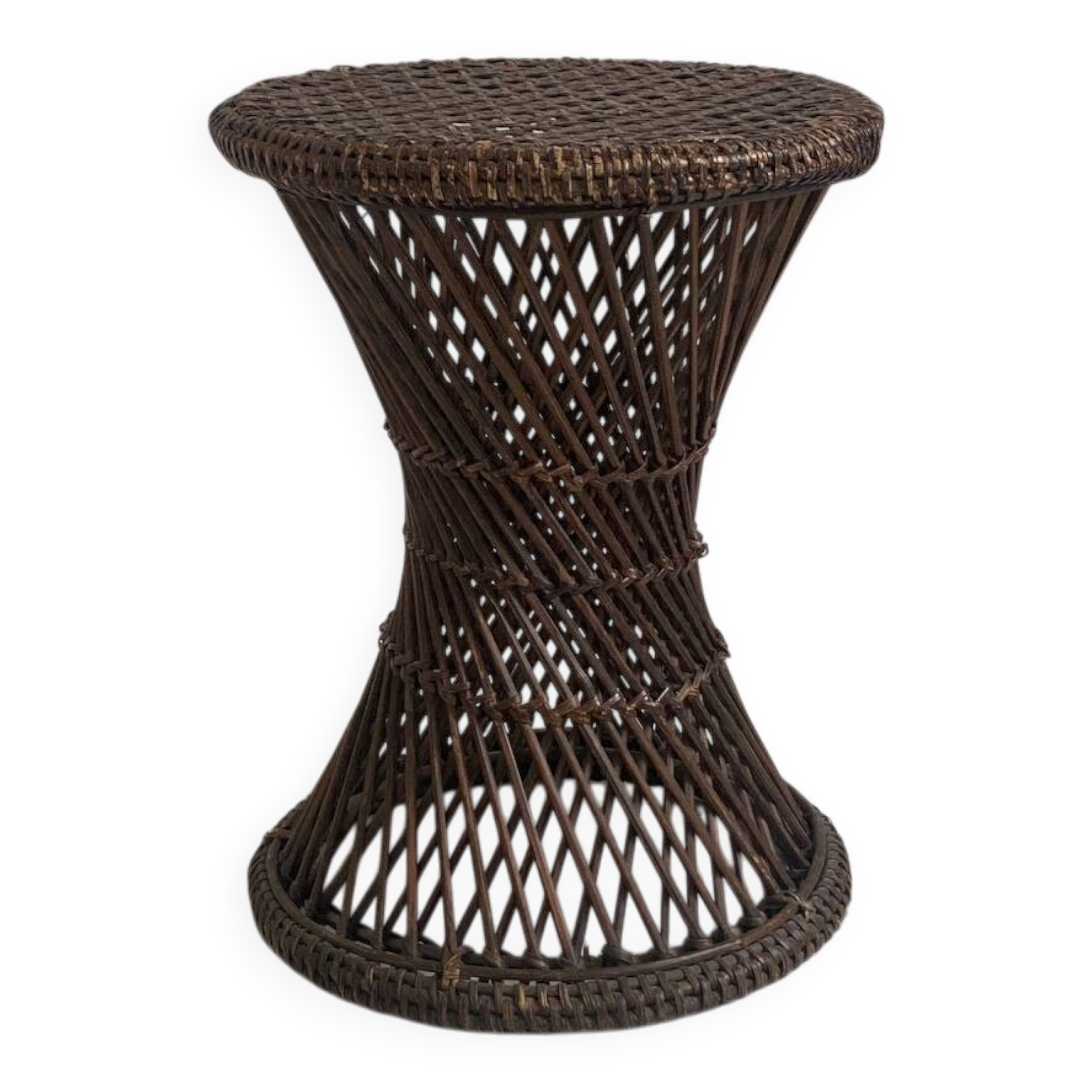 Vintage 1970s rattan tamtam diabolo stool