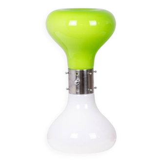 attribué à Carlo Nason. Lampe en verre blanc et vert. Années 1970.