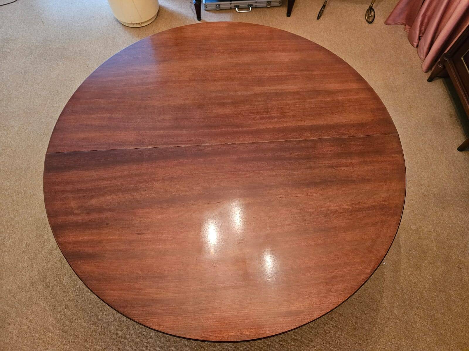 Extendable dining table, Louis XVI style in solid sapele