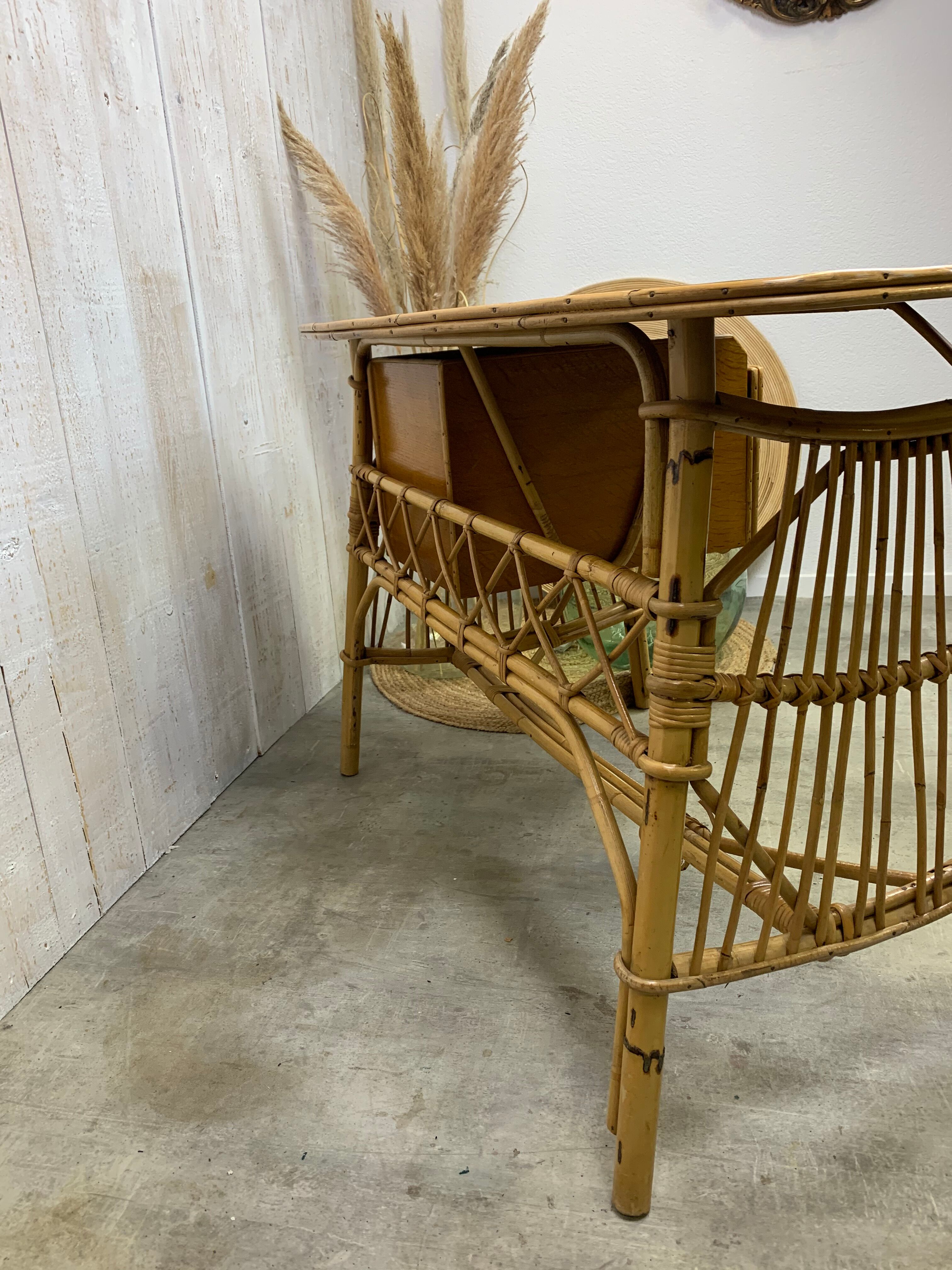 Louis Sognot rattan desk