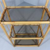 Rattan & smoked glass display rack 1970’s