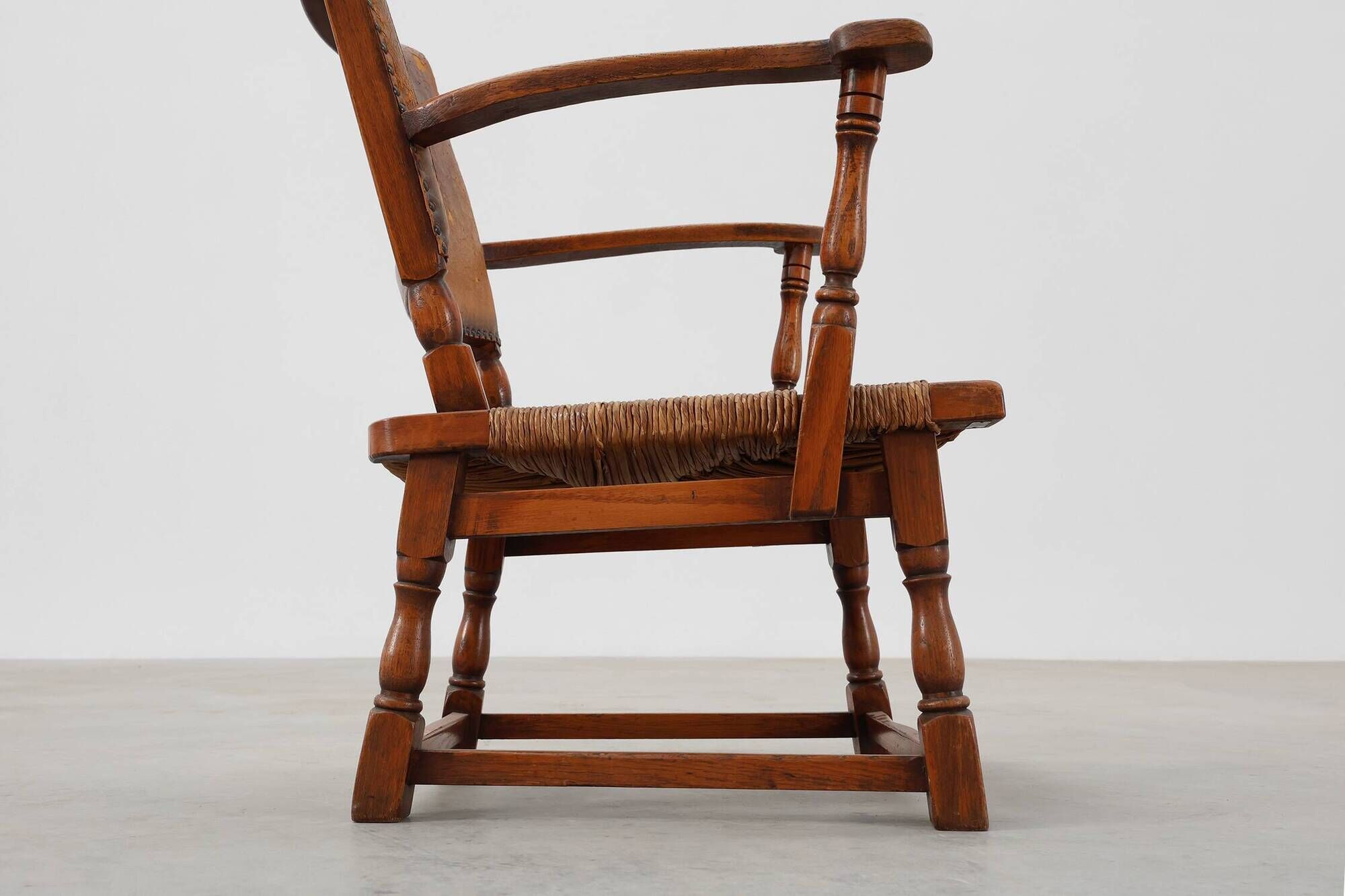 Leather and oak Armchair by Theo Ruth for Artifort, The Netherlands 1940s