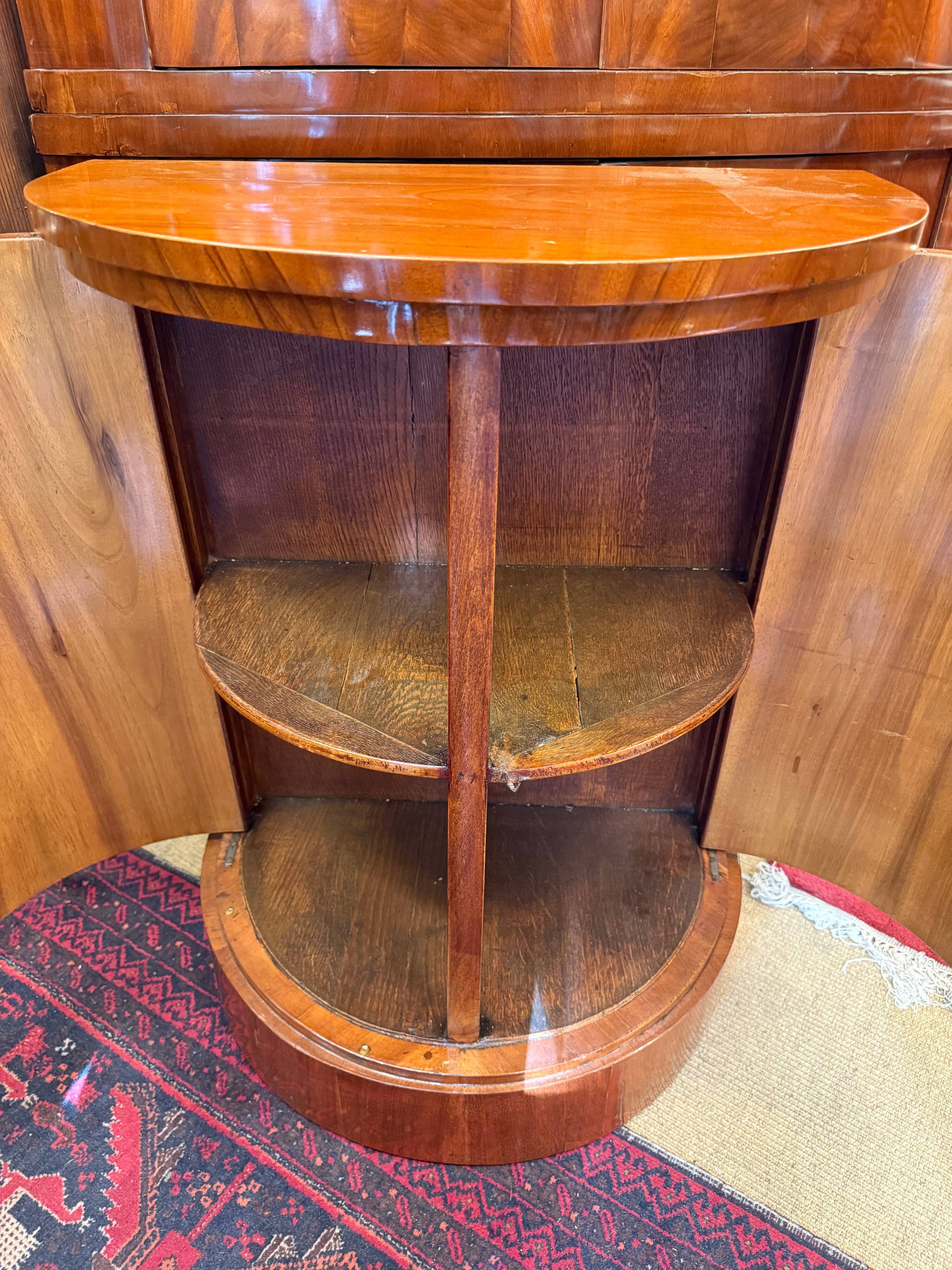 Antique Biedermeier Demi-Lune Mahogany Cabinet 1820