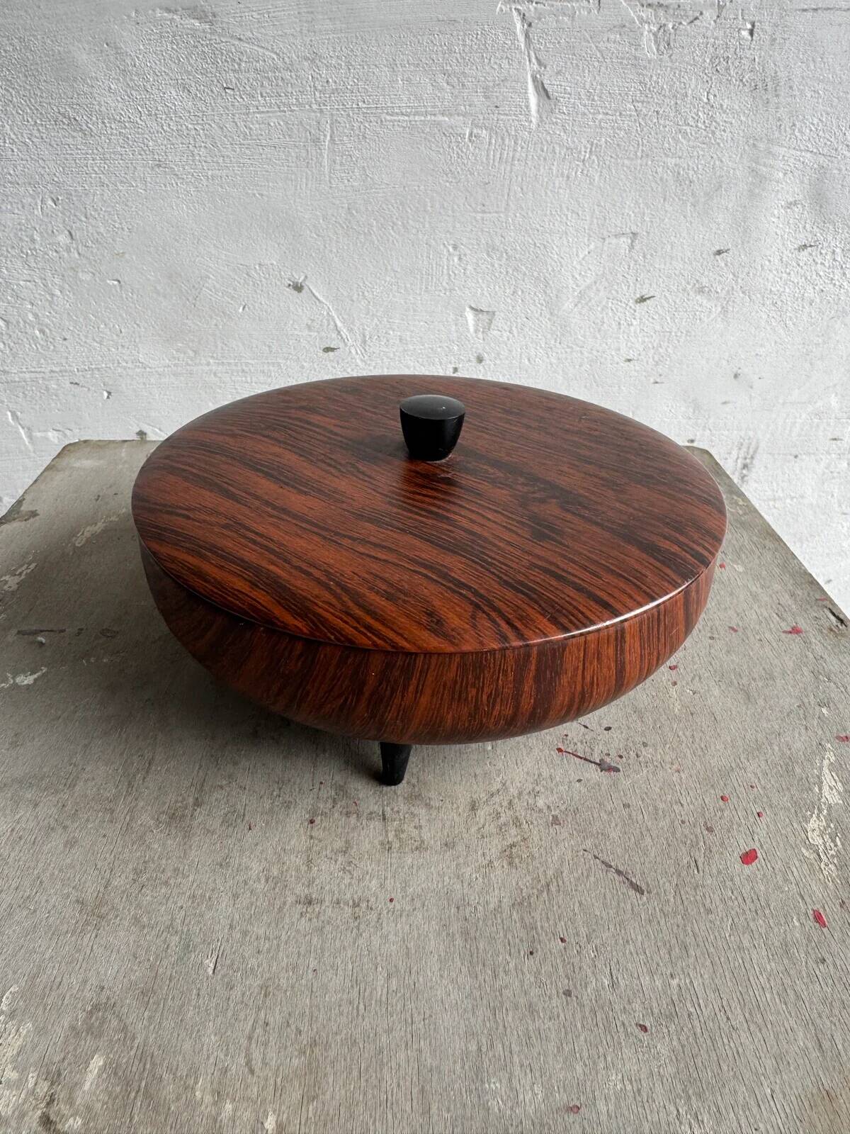 Vintage metal box imitating teak, 1960s