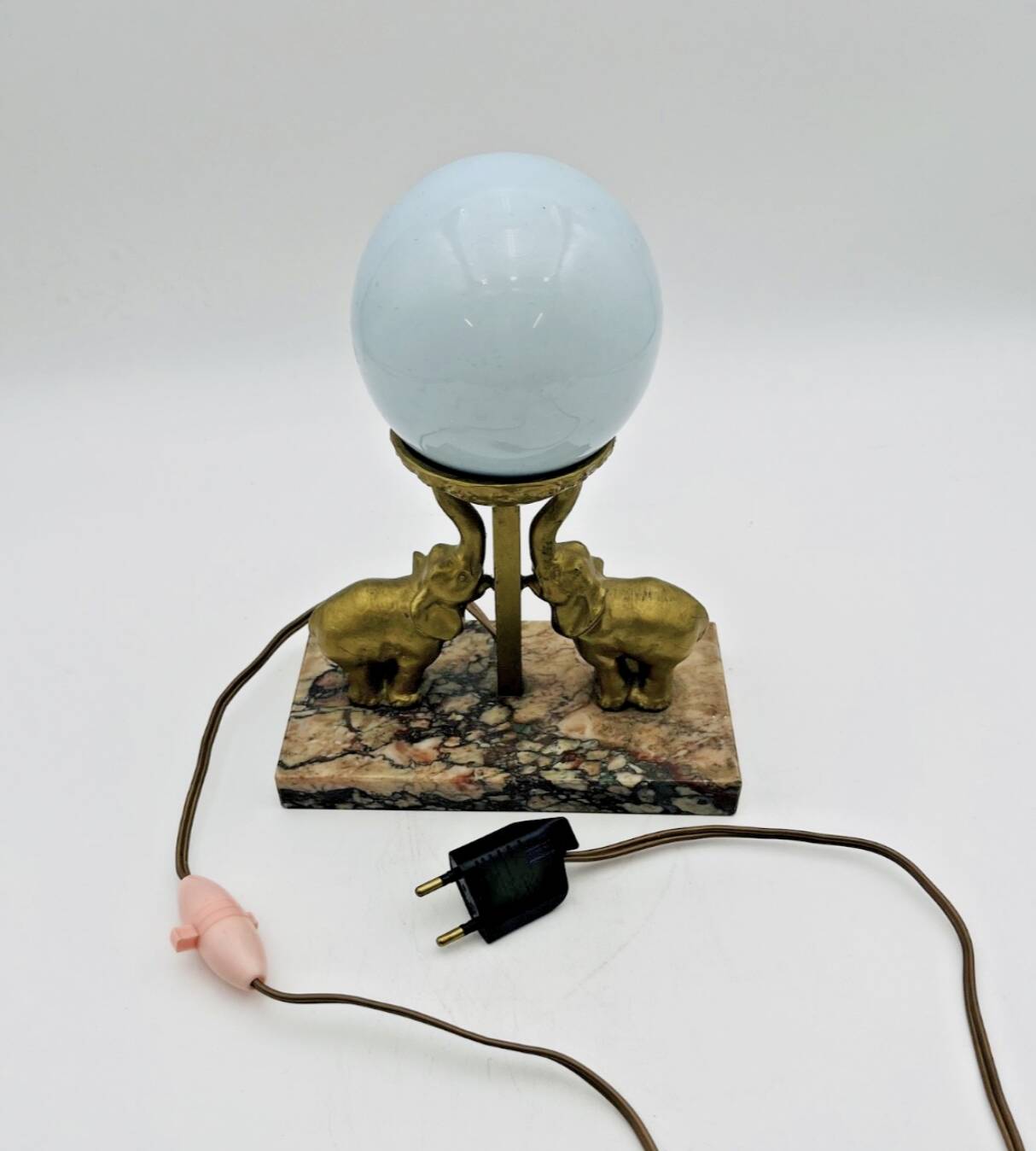 Art Deco ball and elephant lamp on marble base - 653001