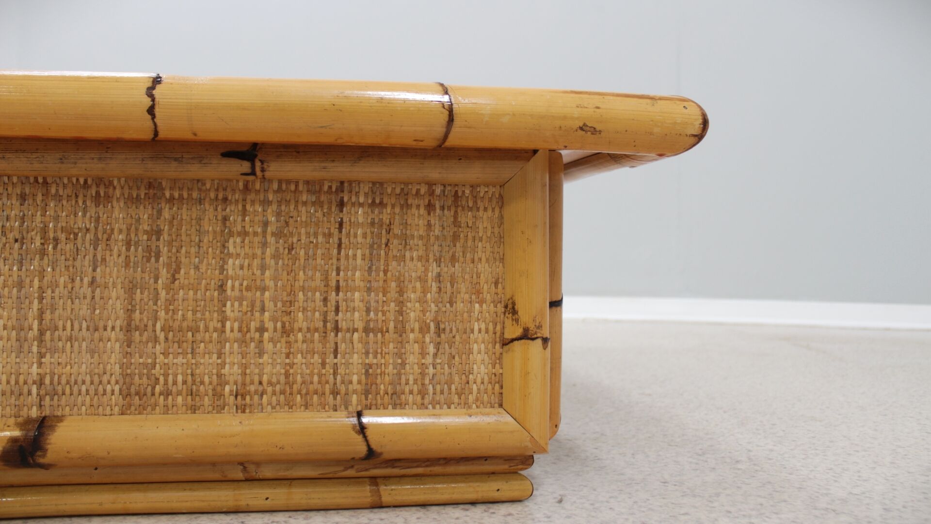Vintage rattan coffee table dal vera 1960s