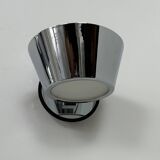 Pair of vintage wall lights, chrome and frosted glass, France, 1970.