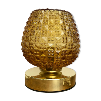 Lampe à poser globe vintage ambré pointe de diamant.