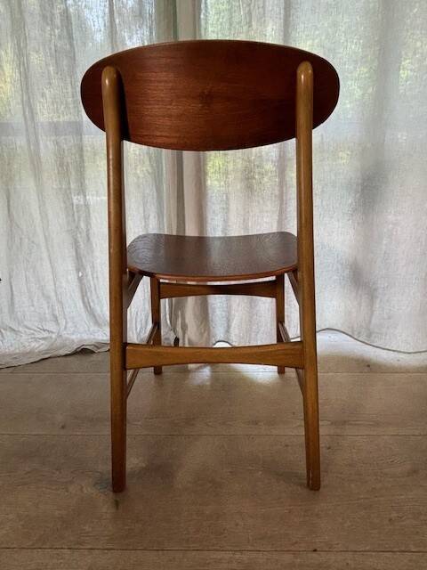 5 beech and teak chairs - Denmark 50s/60s