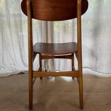 5 beech and teak chairs - Denmark 50s/60s