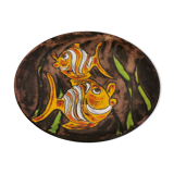 Ceramic dish/wall decoration, danish from the 60s, stamped on the back. with motif of two fish