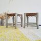 Petits tabourets bois et corde - patine grise